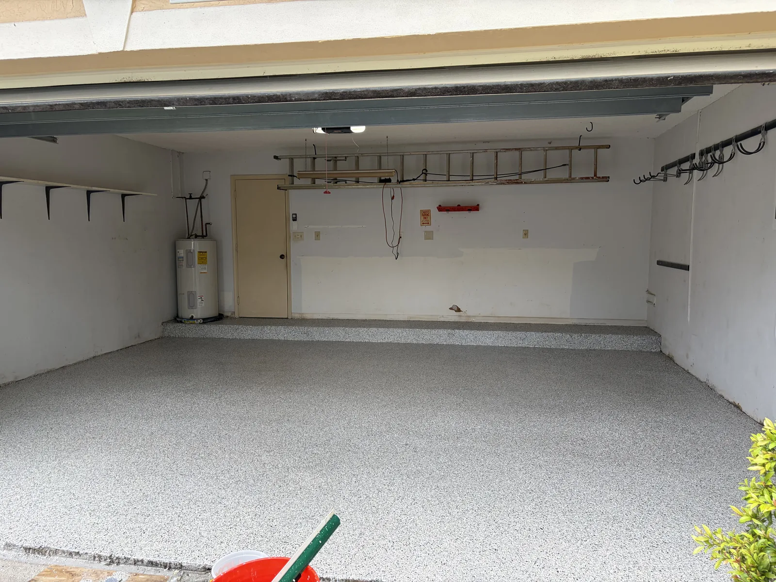 Finished storm grey flake garage floor